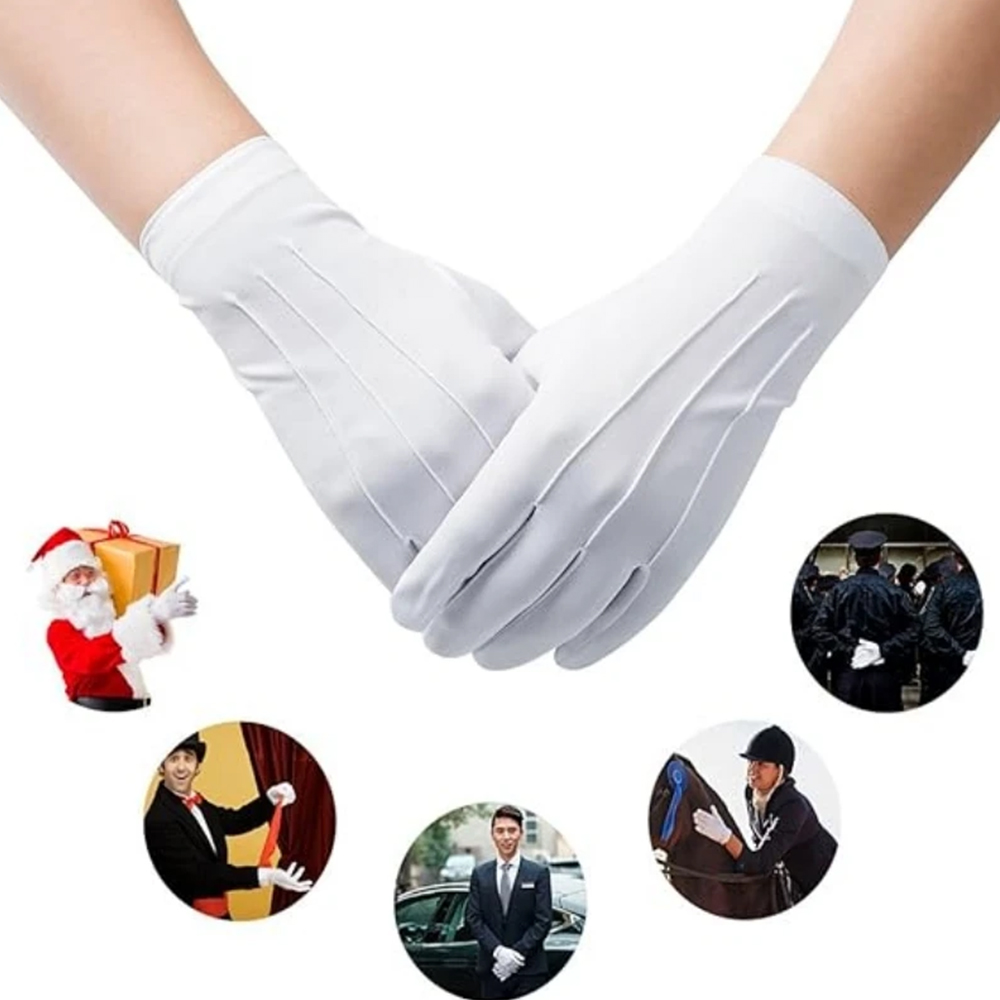 Street Fashion Gloves - 1/2Pairs White Cotton Gloves Men Formal